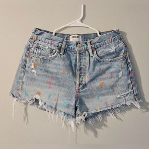💜AGOLDE  Los Angeles Premuim Shorts Size 26 Cut Off Distressed Light Wash 🩷